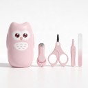 Kit de manucure pour bébés Ciseaux Coupe-ongles Lime en verre et Pince à épiler dans une trousse Hibou Acier inoxydable et ABS Soins des ongles 7