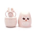 Kit de manucure pour bébés Ciseaux Coupe-ongles Lime en verre et Pince à épiler dans une trousse Hibou Acier inoxydable et ABS Soins des ongles 9