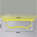 Profil LED en silicone 60 x 25 mm Bord blanc 68 mm Longueur 1 m Flexible Avec diffuseur Montage encastré dans la rainure Pour bande LED Sans bande LED 2