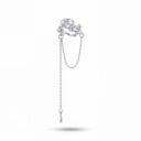 Záušnice bez propichování 1 ks Ear cuff s perličkami a kamínky Manžeta s řetízkem a dlouhým přívěskem Kov Stříbrná barva 1