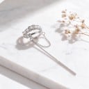 Záušnice bez propichování 1 ks Ear cuff s perličkami a kamínky Manžeta s řetízkem a dlouhým přívěskem Kov Stříbrná barva 5