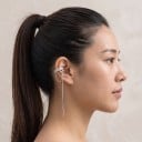 Záušnice bez propichování 1 ks Ear cuff s perličkami a kamínky Manžeta s řetízkem a dlouhým přívěskem Kov Stříbrná barva 6