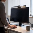 LED Monitorleuchte 44 cm Touch-Steuerung 5 Farbtemperaturen Stufenloses Dimmen Fester Halter für Monitorrahmen Schwarz USB 2