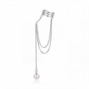Záušnice bez propichovania 1 ks Ear cuff s retiazkou a perličkou Trojitá tenká manžeta na chrupavku Kov Strieborná farba pre ženy 1