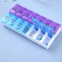 Týdenní dávkovač léků na 7 dní se 14 přihrádkami Ráno a večer Krabička na tablety 14,5 x 7 x 2,5 cm Plast PP Modrá a fialová 13