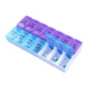 Grande dispensador semanal de medicamentos para 7 dias com 14 compartimentos Manhã e noite Caixa para comprimidos 17,5 x 8,5 x 3 cm Plástico PP Azul 1