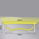 Silikon LED-profil 70 x 25 mm Vit kant 80 mm Längd 1 m Flexibel Med diffusor Inbyggd montering i spår För LED-strips Utan LED-strips 2