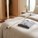 Barre d'habillage 72,5 cm avec crochets noirs Outil en bois pour enfiler et retirer des chaussettes Crochets à vis pour fermetures éclair Pour seniors 3