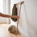 Barre d'habillage 72,5 cm avec crochets noirs Outil en bois pour enfiler et retirer des chaussettes Crochets à vis pour fermetures éclair Pour seniors 5