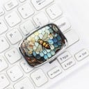 Boîte à médicaments en métal avec 2 compartiments et miroir 5,5 x 4 x 1,5 cm Étui à pilules avec motif abeille Argenté Boîte de poche pour les voyages 4