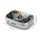 Boîte à médicaments en métal avec 2 compartiments et miroir 5,5 x 4 x 1,5 cm Étui à pilules avec motif abeille Argenté Boîte de poche pour les voyages 6