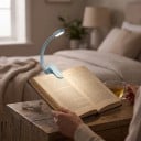 Lampe LED rechargeable pour livre avec clip Bras en silicone flexible 3 températures de lumière Dimming progressif 21,8 cm Pour la lecture 7