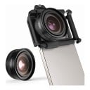 Makro objektiv na mobil Zoom 10-20x Ostření od 1,5 cm Závit pro filtry 52 mm Držák na telefon a očnice Černý pro iOS i Android 2