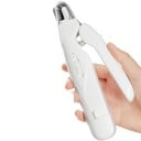 Electric Nail Clippers and Grinder 2-in-1 with 2 LED Lights 18 cm Stainless Steel Blades Safety Lock 3 Holes USB White for Dogs and Cats 2
