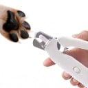 Electric Nail Clippers and Grinder 2-in-1 with 2 LED Lights 18 cm Stainless Steel Blades Safety Lock 3 Holes USB White for Dogs and Cats 3
