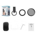 Variable ND Filter for Mobile ND2-ND32 67 mm with Clip and Reduction Ring Light Mount Optical Glass Black for Long Exposure 3