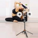 Selfie stick com tripé 180 cm com rastreamento automático de rosto 360° Controlo por gestos 2 luzes LED e controlo Bluetooth Preto 2