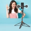 Selfie stick com tripé 180 cm com rastreamento automático de rosto 360° Controlo por gestos 2 luzes LED e controlo Bluetooth Preto 4