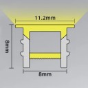 Profil LED en silicone 8 x 8 mm Bord blanc 11,2 mm Longueur 2 m Flexible Avec diffuseur Montage encastré dans la rainure Pour bande LED Sans bande LED 2