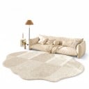 Minimalistisk stykke tæppe Uregelmæssig form Geometrisk mønster af buer 120 x 80 cm Polyester Beige-creme med bølget kant 4