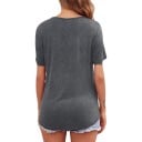 Camisola de grávida e amamentação de manga curta com abertura oculta para amamentação, camisola de duas camadas com decote redondo 7