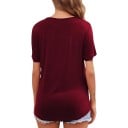 Camisola de grávida e amamentação de manga curta com abertura oculta para amamentação, camisola de duas camadas com decote redondo 2