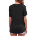 Camisola de grávida e amamentação de manga curta com abertura oculta para amamentação, camisola de duas camadas com decote redondo 12