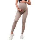Dámske tehotenské športové legíny s vysokým pásom cez brucho elastické žebrované legíny pre tehotné ženy dlhé 7