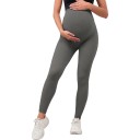 Dámske tehotenské športové legíny s vysokým pásom cez brucho elastické žebrované legíny pre tehotné ženy dlhé 14