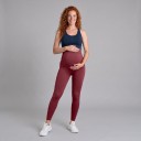 Dámske tehotenské športové legíny s vysokým pásom cez brucho elastické žebrované legíny pre tehotné ženy dlhé 3