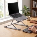 Skládací stojan na notebook do 17,3 palce Dvojitá nastavitelná výška 2,5 až 31 cm Hliníková slitina Šedý S pouzdrem Do kanceláře i domů 2