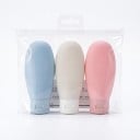 Set of 3 Travel Bottles 100 ml Soft Squeezable Tubes with Flip Top Cap Transparent Zip Bag for Shampoo and Gel 3