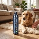 Electric Nail Grinder with Replacement Grinding Head 2 Speeds 2 LED Lights 3 Holes USB Charging Dark Blue For Dogs and Cats 2