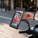 Vandtæt telefonetui med spejlholder til motorcykel og scooter Touch folie TPU Drejelig 360° 21 x 10,5 cm Sort Op til 6,5 tommer 2