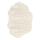 Minimalistisk stykke tæppe Uregelmæssig form Mønster med mørkere linjer 280 x 180 cm Polyester Cremebeige med bølget kant 1