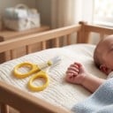 Tesouras para unhas de bebés com pontas arredondadas e capa de proteção 7,7 x 5,5 cm Cabo em plástico Amarelo Para um corte seguro das unhas 2