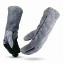 Luvas de soldador TIG e MIG Resistentes ao calor até 500 °C Comprimento 40 cm Couro de vaca Forro de Kevlar e folha de alumínio Preto e cinza Unissexo 1