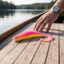 Gummibait twister 6,5 cm 10 stk Ribbet krop og snoet hale Vægt 2,5 g Til aborre og rovfisk 6