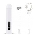 Elektrische melkopschuimer 2-in-1 D03 Handmixer met 2 opzetstukken 3 snelheden Opladen via USB-C Krachtige batterij Voor koffie en eieren 1