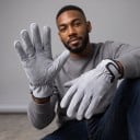 Luvas de soldador e de trabalho em pele 1 par Não inflamáveis e resistentes ao calor Resistentes a cortes Faixa no pulso Cinzentas com acabamento 2