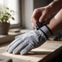 Luvas de soldador e de trabalho em pele 1 par Não inflamáveis e resistentes ao calor Resistentes a cortes Faixa no pulso Cinzentas com acabamento 8