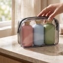 Set of 3 Travel Bottles 200 ml Soft Matte Bottles with Flip Top Lid in Pastel Colours Zip Bag for Shampoo and Gel 2