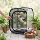 Netbur på sommerfugle og insekter 30 x 30 x 30 cm Sammenklappelig opdrætsboks med lynlås Polyester netstof Sort Til observation af larver 4