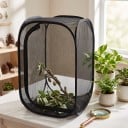 Netbur for sommerfugle og insekter 40 x 40 x 60 cm Sammenklappelig opdrætsboks med lynlås Polyester netstof Sort Til observation af larver 3
