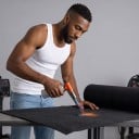 Manta de soldadura e base não inflamável Resistência ao fogo 1000 °C Dimensão 1 x 1 m Espessura 2 mm Feltro de carbono pré-oxidado Preto 5