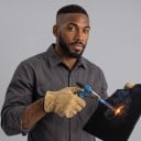 Manta de soldadura e base não inflamável Resistência ao fogo 1000 °C Dimensão 1 x 1 m Espessura 5 mm Feltro de carbono pré-oxidado Preto 4