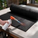 Manta de soldadura e base não inflamável Resistência ao fogo 1000 °C Dimensão 1 x 1 m Espessura 5 mm Feltro de carbono pré-oxidado Preto 2