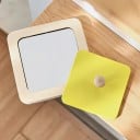 Montessori ξύλινη παζλ με καθρέφτη 12 x 12 εκ. Τετράγωνο κομμάτι με λαβή Αισθητηριακό παιχνίδι για μωρά και νήπια Κίτρινο 4