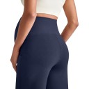 Pantalons de grossesse pour femmes avec jambes larges et taille haute élastique sur le ventre, pantalons avec poches et plis 14