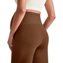 Pantalons de grossesse pour femmes avec jambes larges et taille haute élastique sur le ventre, pantalons avec poches et plis 7